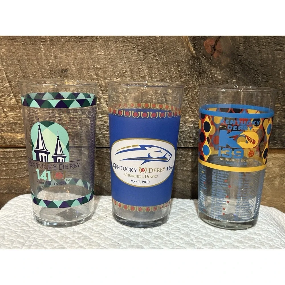 Lot of 6 Kentucky Derby Glasses 2015 2000 2010 - Picture 3 of 11
